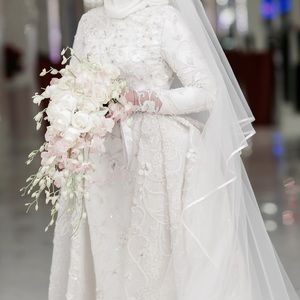 Beautiful custom made hand beaded wedding dress.
